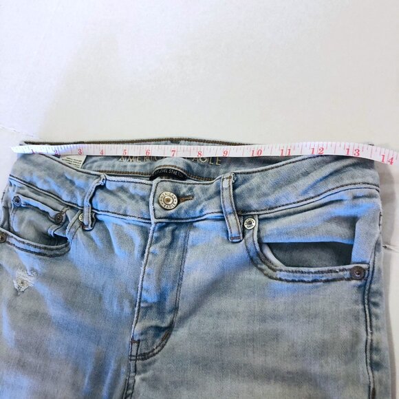 American Eagle Next Level Stretch Low Rise Distressed Flare Jeans Size 2 Regular - Picture 12 of 16